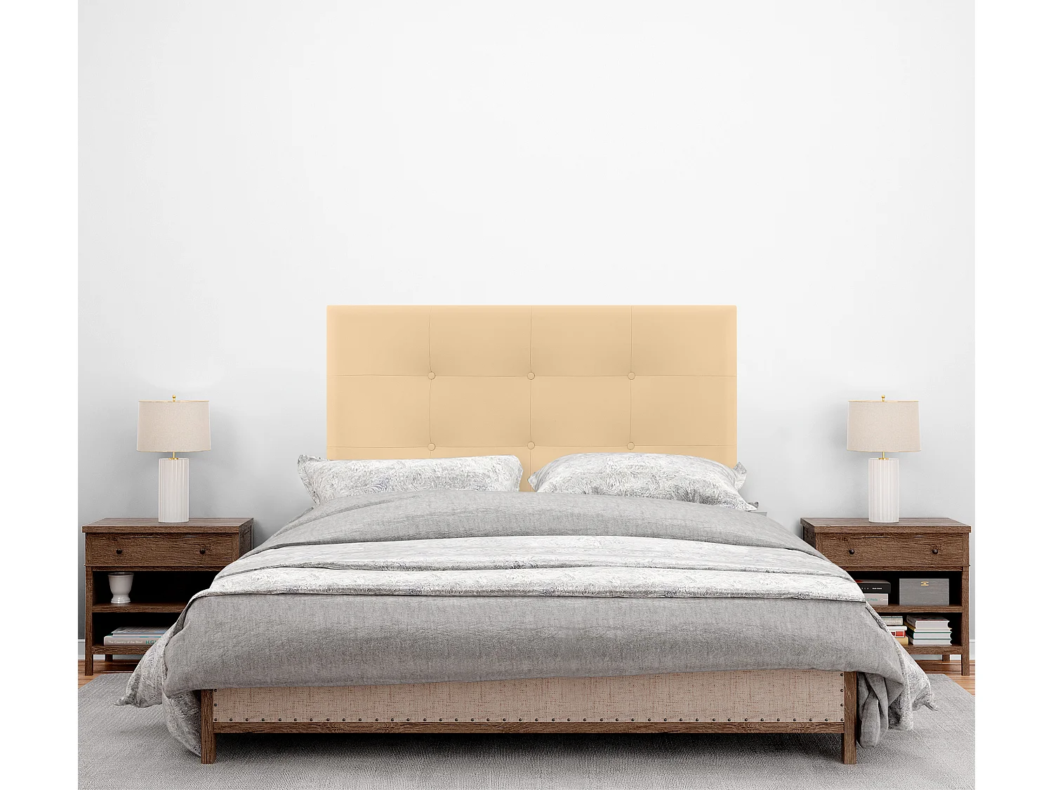 DHOME Testiera in de Similpelle Capitoné 105x60cm Letti 105 - Vaniglia