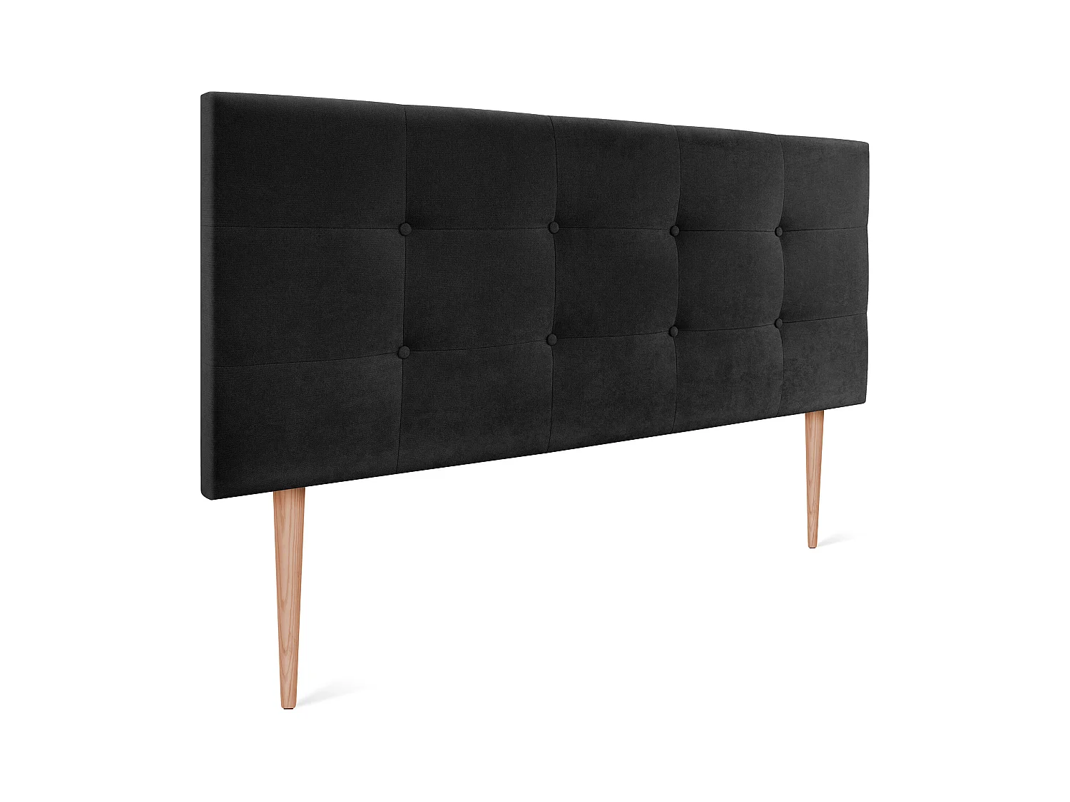 DHOME Tête de lit en tissu Aqualine Capitoné 135x115cm avec pieds Lits 120/135 - Noir