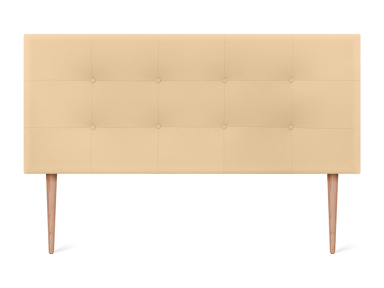 DHOME getuftetes Kopfteil aus Kunstleder 135 x 115 cm mit Bettbeinen 120/135 – Vanille