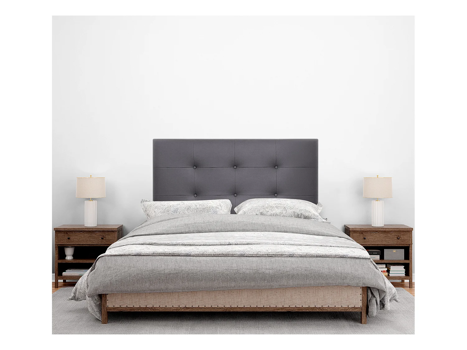 DHOME getuftetes Kopfteil aus Kunstleder, 95 x 60 cm, Betten 90 – Grau