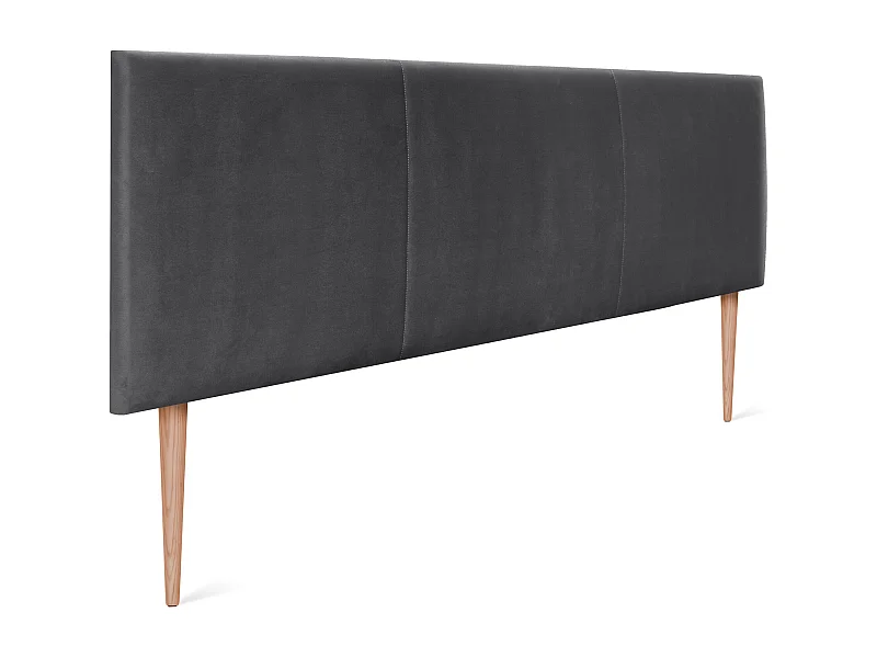 DHOME Glad fluwelen hoofdeinde met drie panelen 145x105cm met bedpoten 135/140 - Donkergrijs