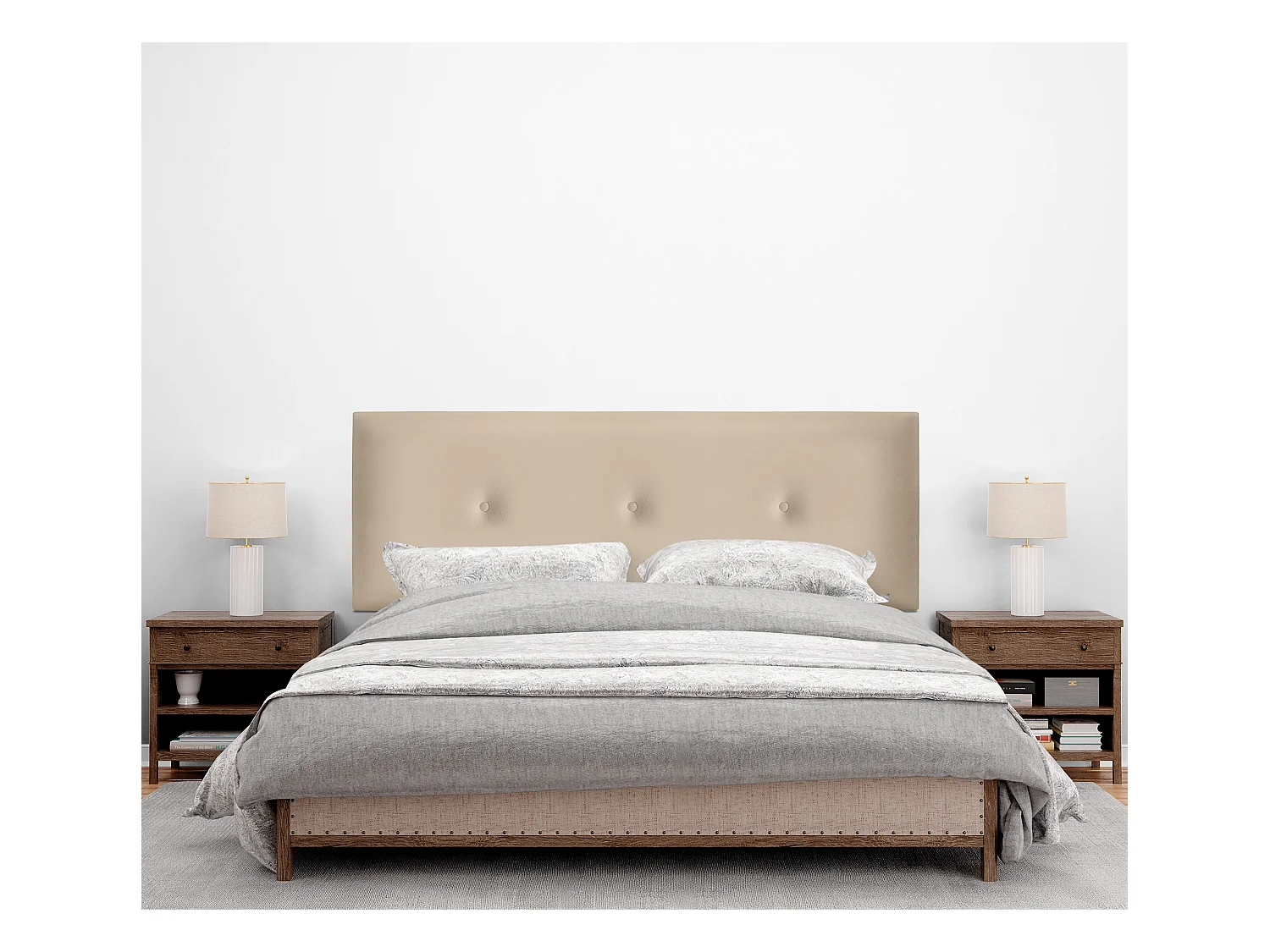 DHOME Testiera in de Similpelle Liscia con bottoni 145x50cm Letti 135/140 - Beige