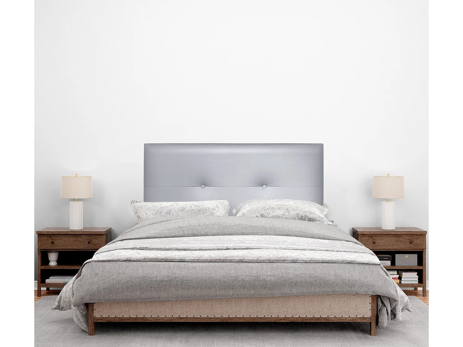 DHOME Kopfteil aus Kunstleder mit Knöpfen 105x50cm Betten 105 - Silber