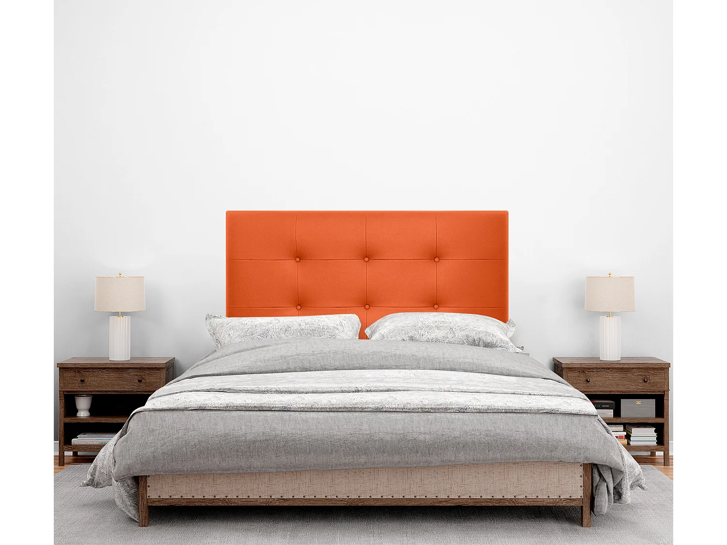 DHOME Tête de Lit en Similicuir Capitonnée 105x60cm Lit 105 - Orange