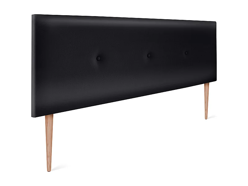 DHOME Tête de lit simili cuir lisse avec Boutons 150x105cm avec pieds Lits 150 - Noir