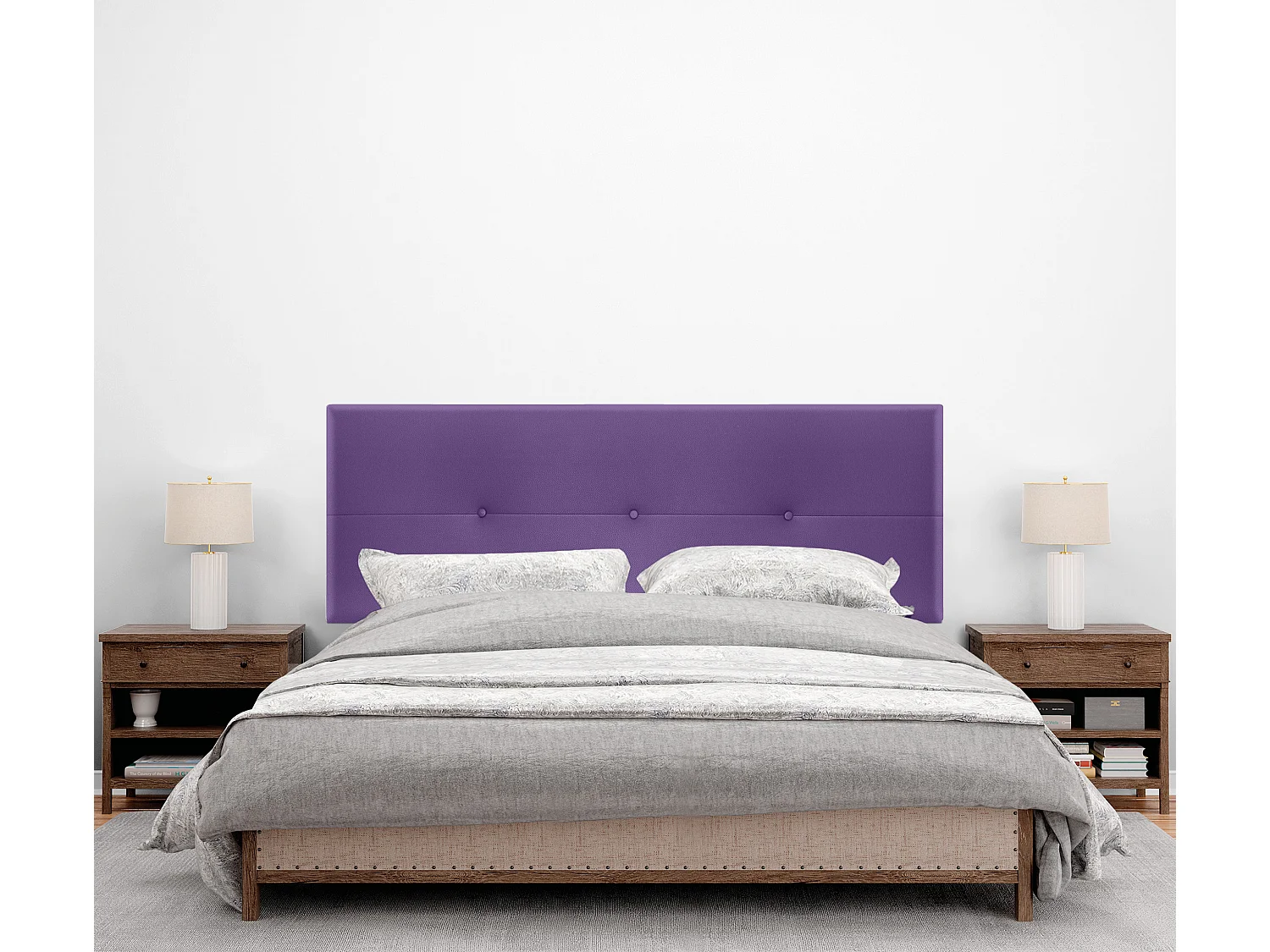 DHOME Cabeceira de  Couro sintético com Botões 150x105cm com Pernas Camas 150 - Lilás