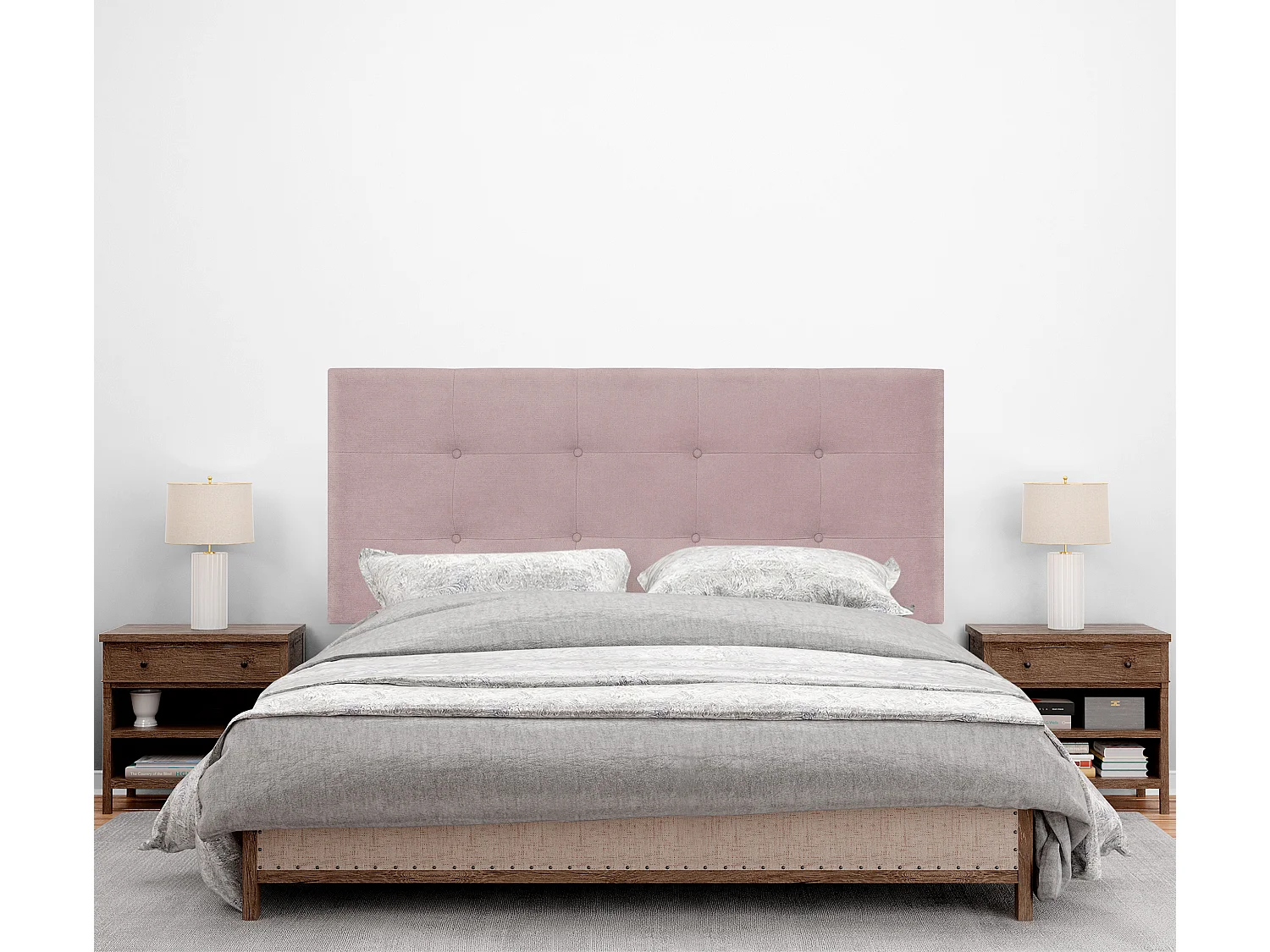 DHOME Aqualine Kopfteil aus getuftetem Stoff, 145 x 60 cm, Betten 135/140 – Lachs