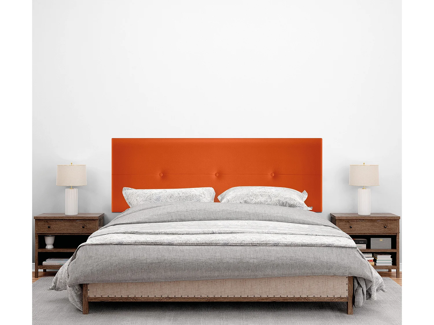 DHOME kunstleer hoofdeinde met knopen 150x50cm bedden 150 - oranje
