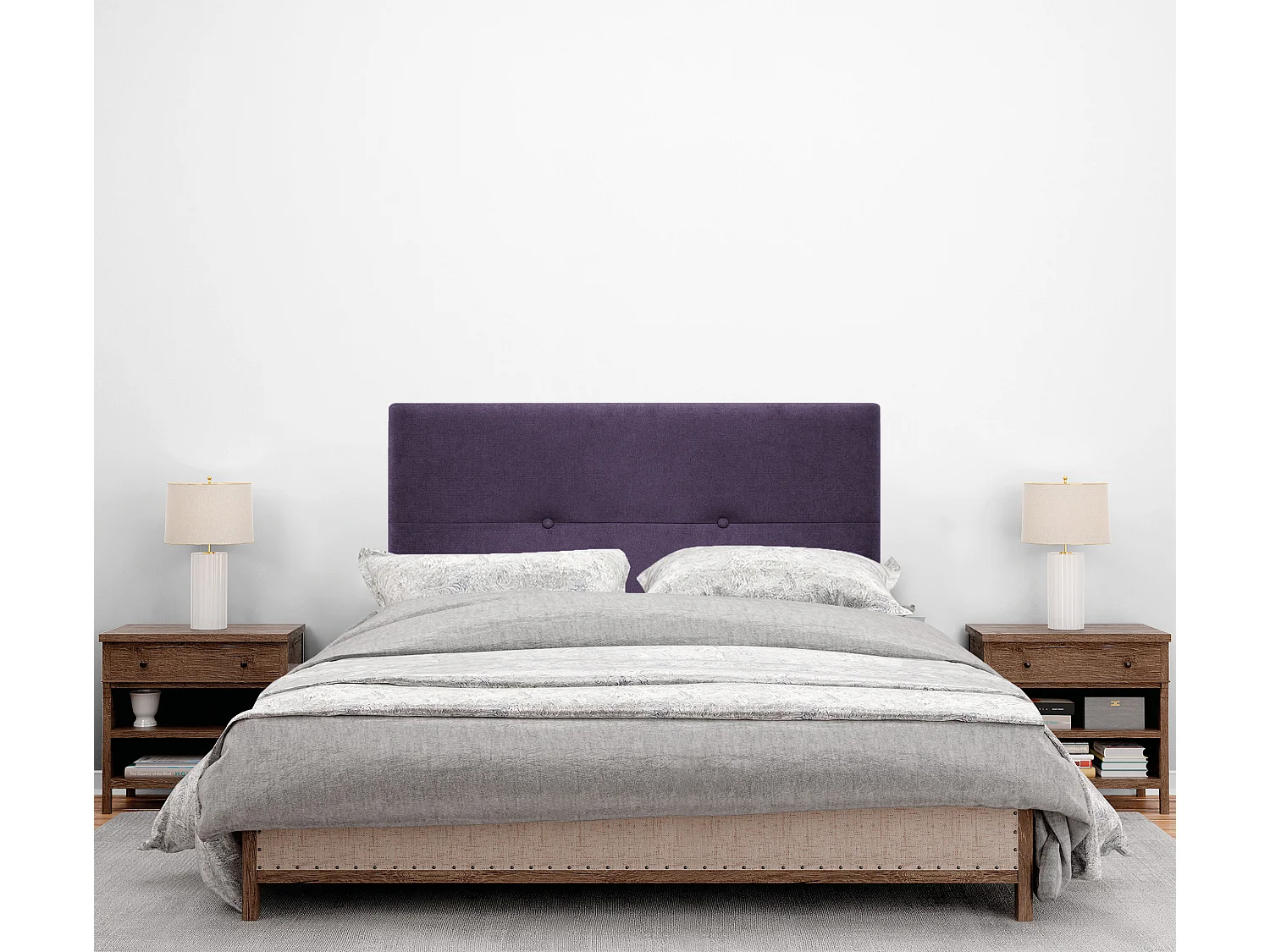 DHOME Aqualine Kopfteil aus Stoff mit Knöpfen 105x105cm Mit Beinen Betten 105 - Lila