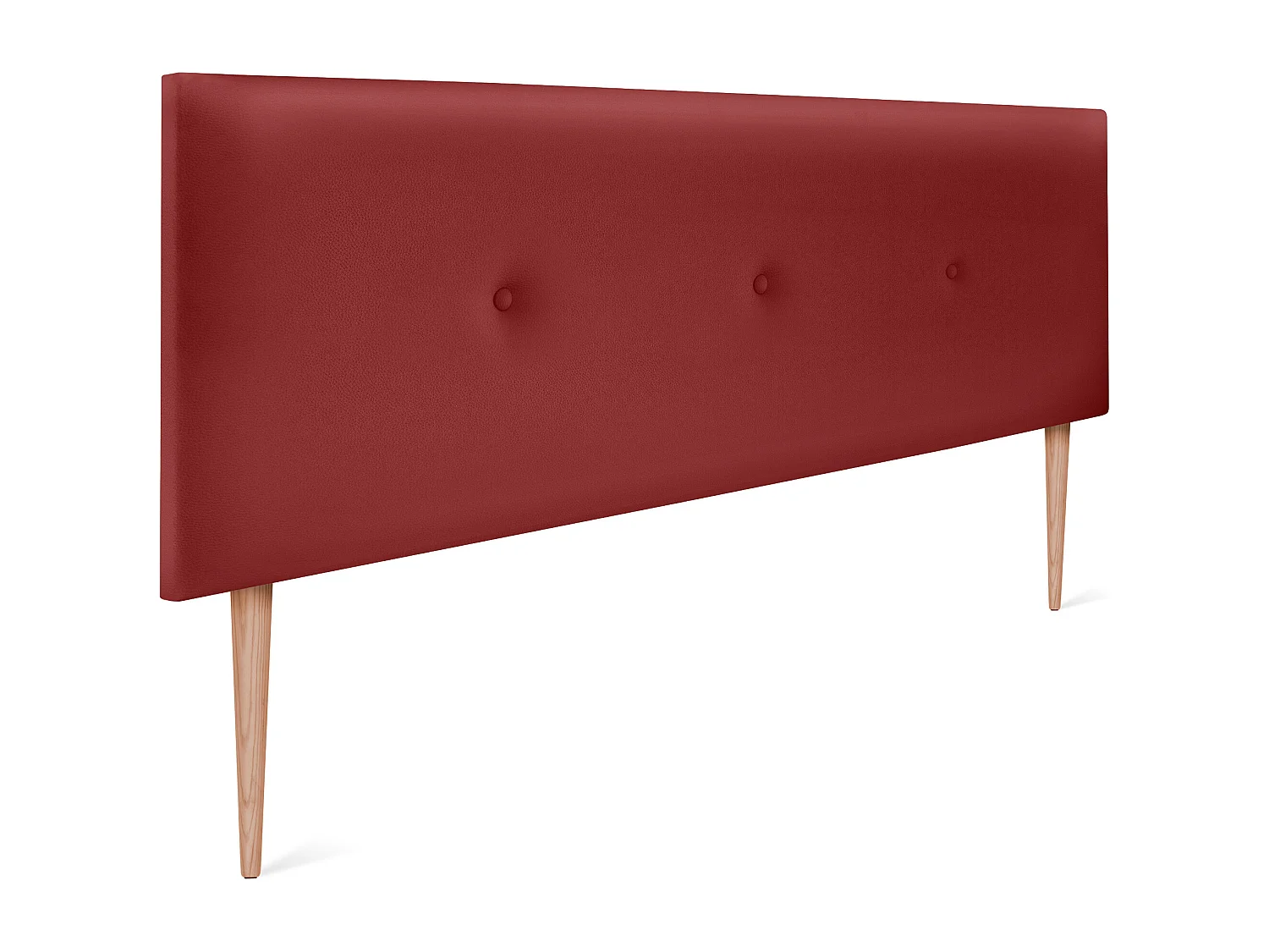 DHOME Tête de lit simili cuir lisse avec Boutons 135x105cm avec pieds Lits 120/135 - Rouge