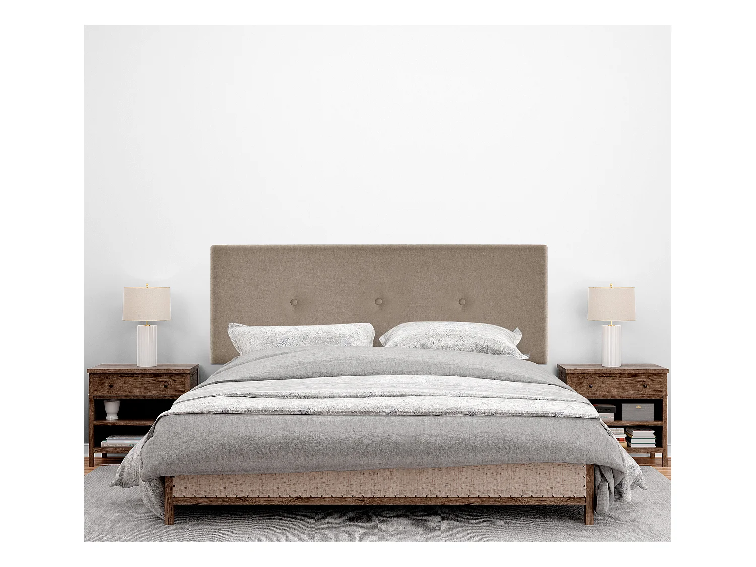 DHOME Testiera in de Tessuto Aqualine Liscio con bottoni 150x50cm Letti 150 - Terra