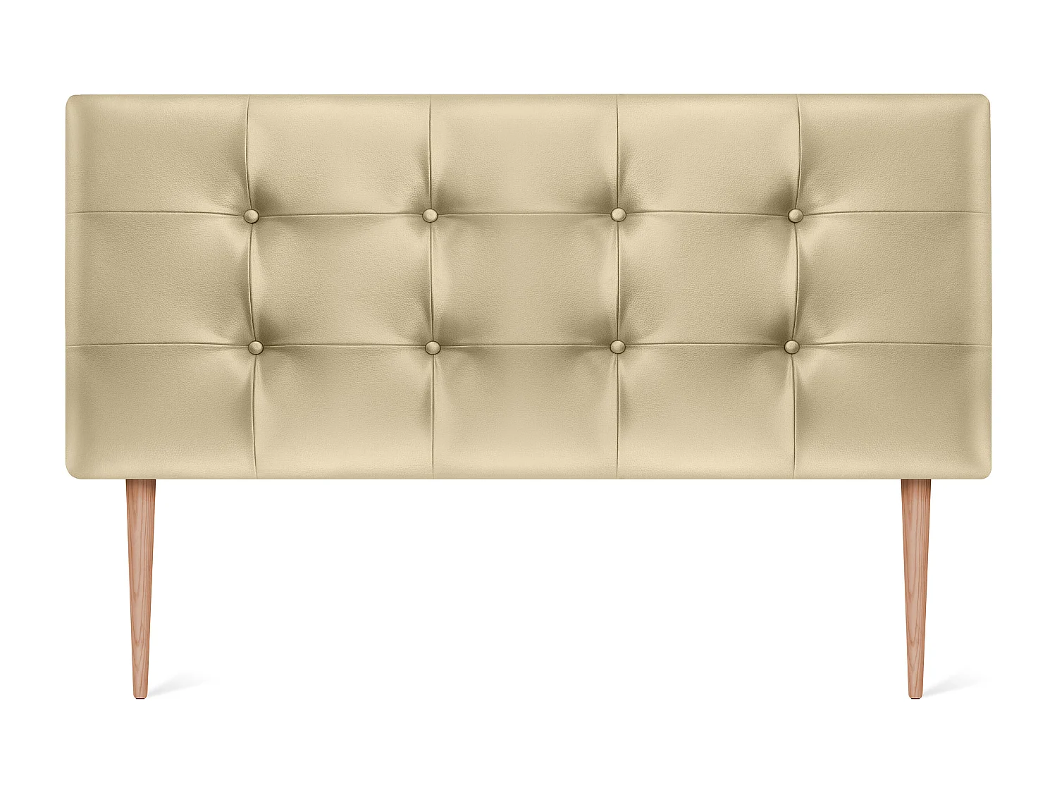 DHOME getuftetes Kopfteil aus Kunstleder 135 x 115 cm mit Bettbeinen 120/135 – Champagner