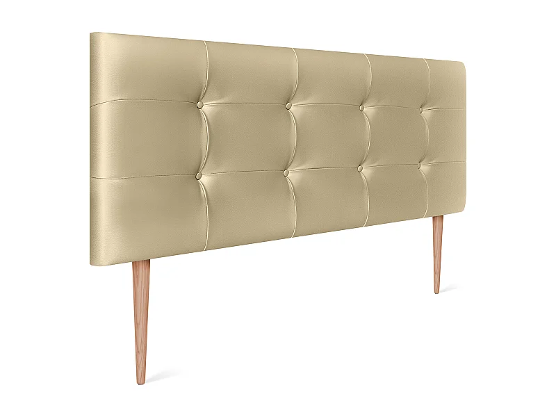 DHOME Cabeceira de  Couro sintético Capitoné 135x115cm com Pernas Camas 120/135 - Champanhe