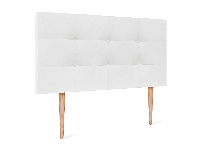 DHOME Aqualine getuftetes Stoffkopfteil 105 x 115 cm mit Bettbeinen 105 – Weiß