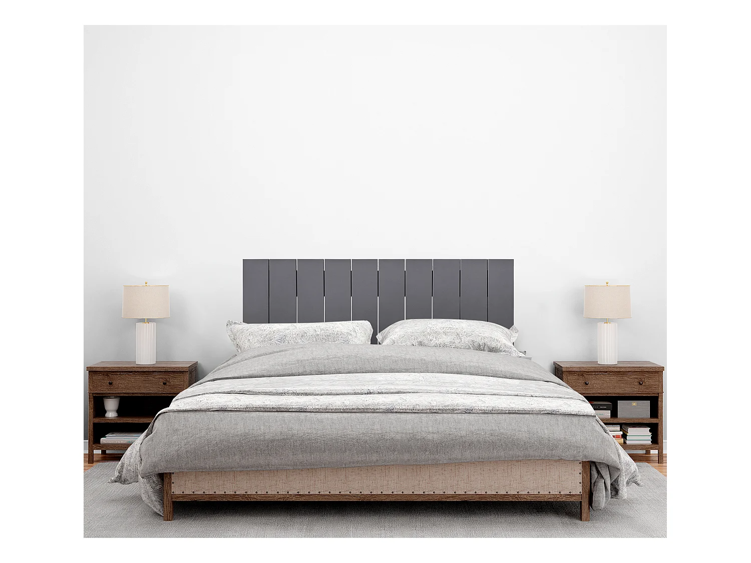 DHOME Tête de lit en bois recyclé MDF Vertical Pallet Style 90x46 Lits 80/90 - Gris Solide