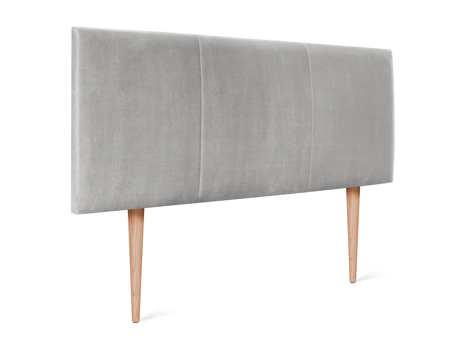 DHOME Testiera in de Velluto Liscio con Tre Pannelli 95x105cm Con le gambe Letti 90 - Grigio chiaro