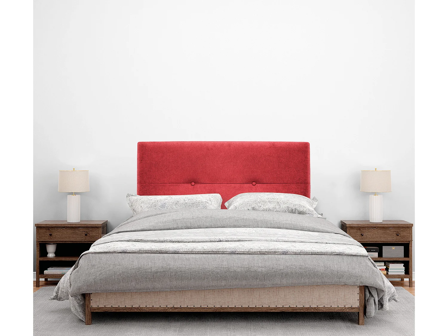 DHOME Cabecero de Tela Aqualine con Botones 105x50cm Camas 105 - Rojo