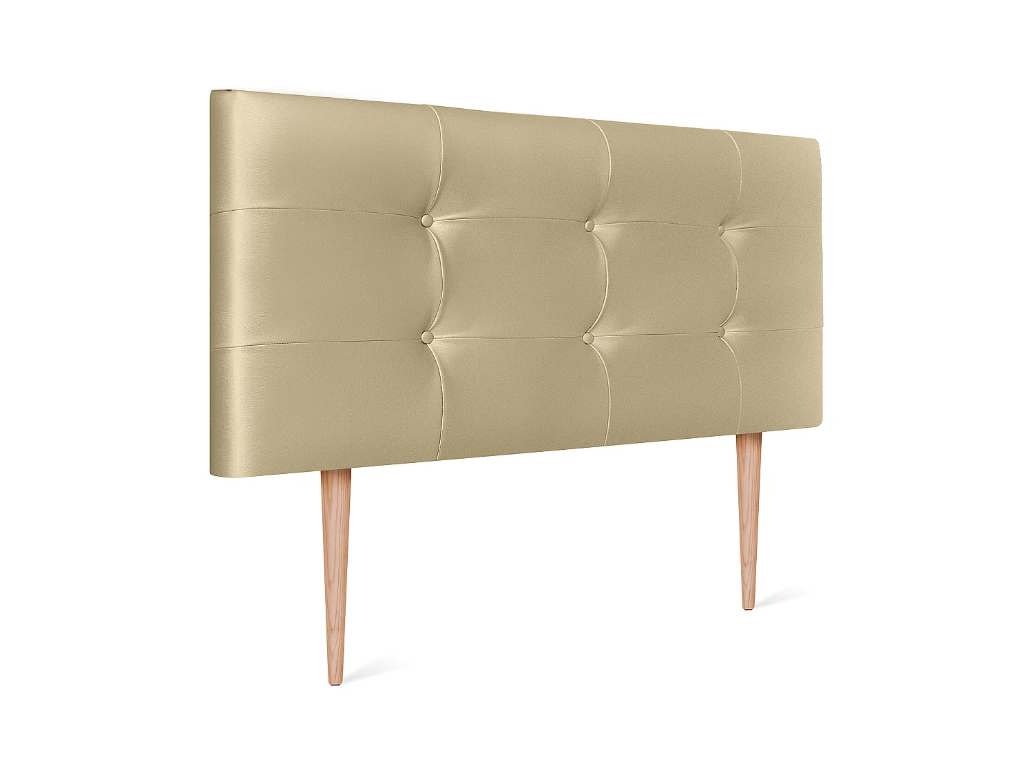 DHOME Tête de Lit en Similicuir Capitonnée 110x115cm avec Pieds Lit 105 - Champagne