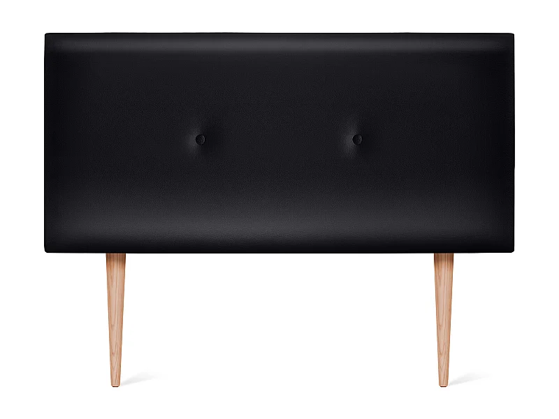 DHOME Kopfteil aus glattem Kunstleder mit Knöpfen 105x105cm Mit Beinen Betten 105 - Schwarz