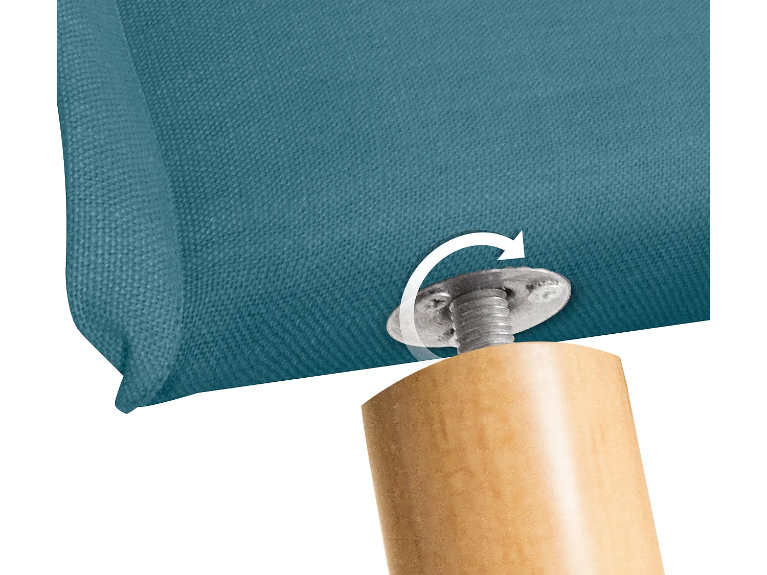 DHOME Kopfteil aus Naturleinen mit Paspelierung 95x105cm Mit Beinen Betten 90 - Türkis