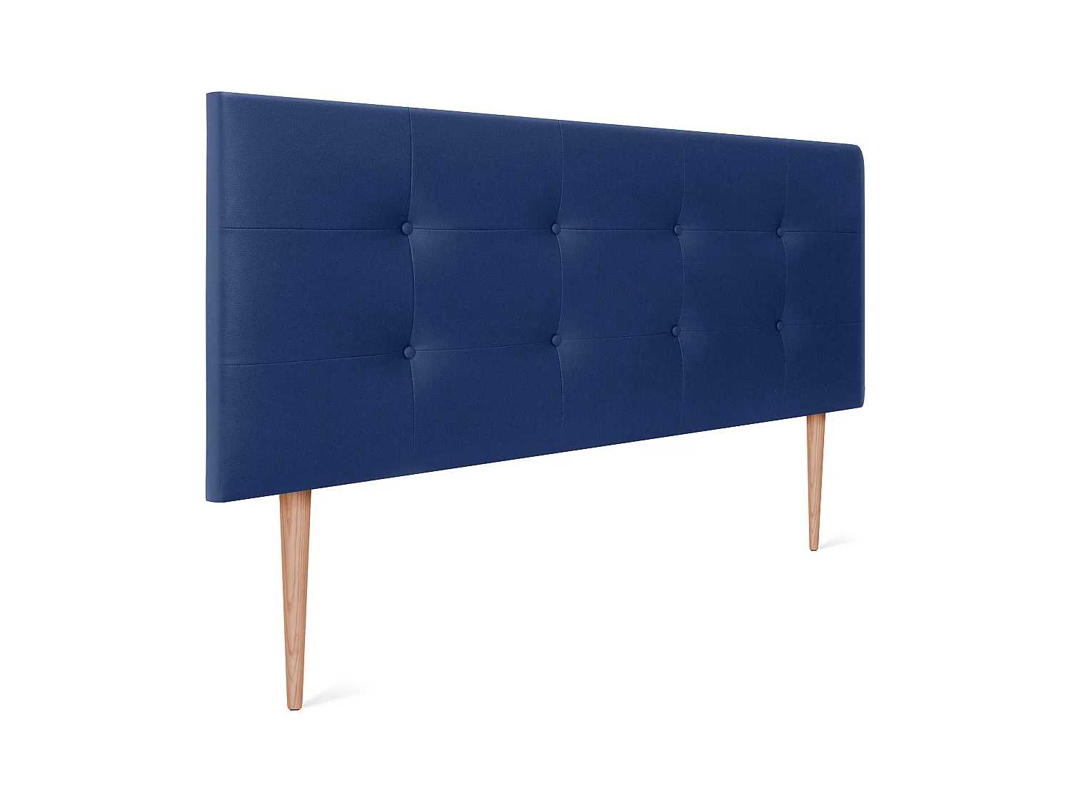 DHOME Tête de Lit en Similicuir Capitonnée 145x115cm avec Pieds Lit 135/140 - Bleu
