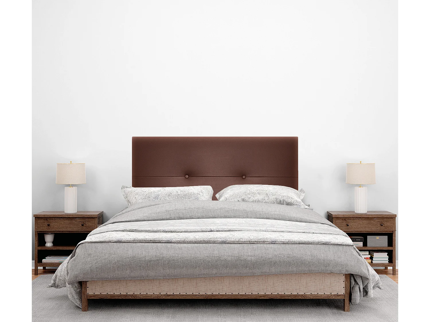 DHOME Testiera in de Similpelle con bottoni 95x105cm Con le gambe Letti 90 - Cioccolato