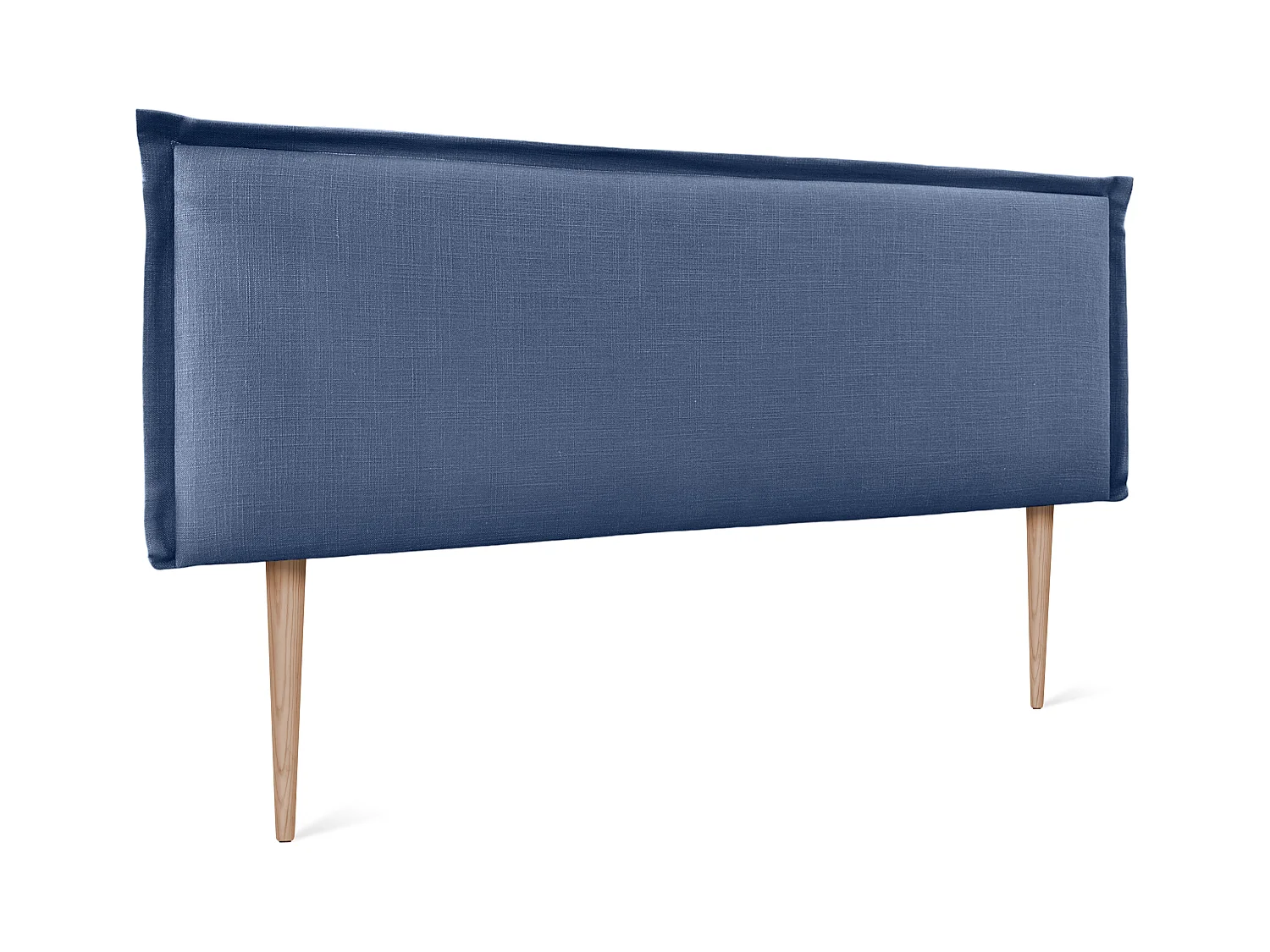 DHOME Tête de lit en lin naturel uni avec passepoils 160x105cm avec Pieds Lits 150/160 - Bleu Marine