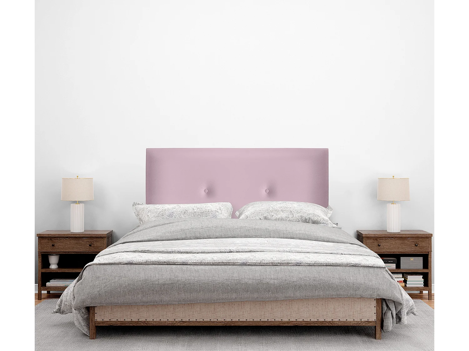 DHOME Testiera in de Similpelle Liscia con bottoni 110x50cm Letti 105 - Rosa