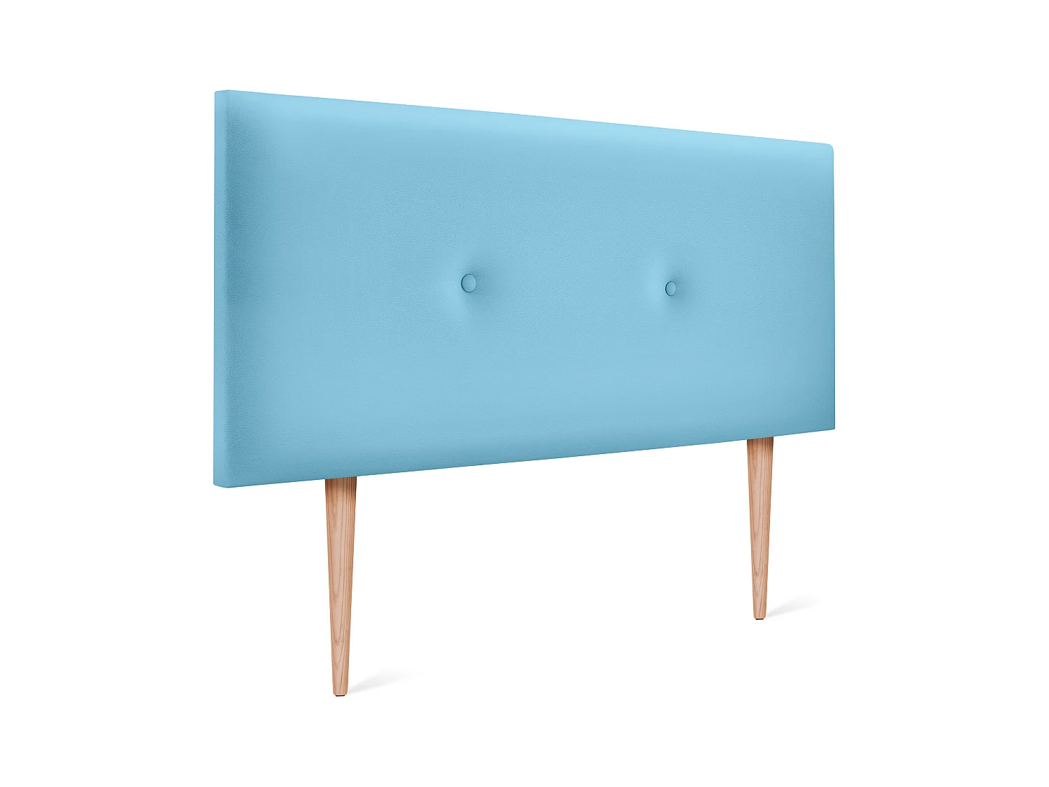 DHOME Tête de lit simili cuir lisse avec Boutons 110x105cm avec pieds Lits 105 - Bleu Ciel