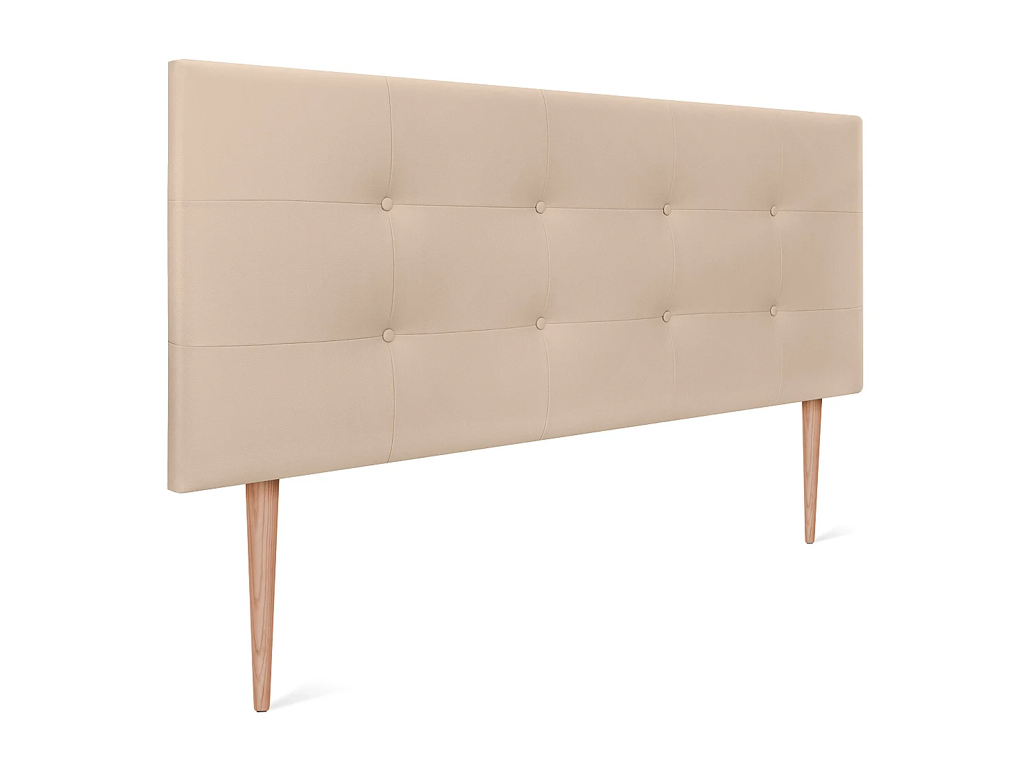 DHOME Cabeceira de  Couro sintético Capitoné 135x115cm com Pernas Camas 120/135 - Bege