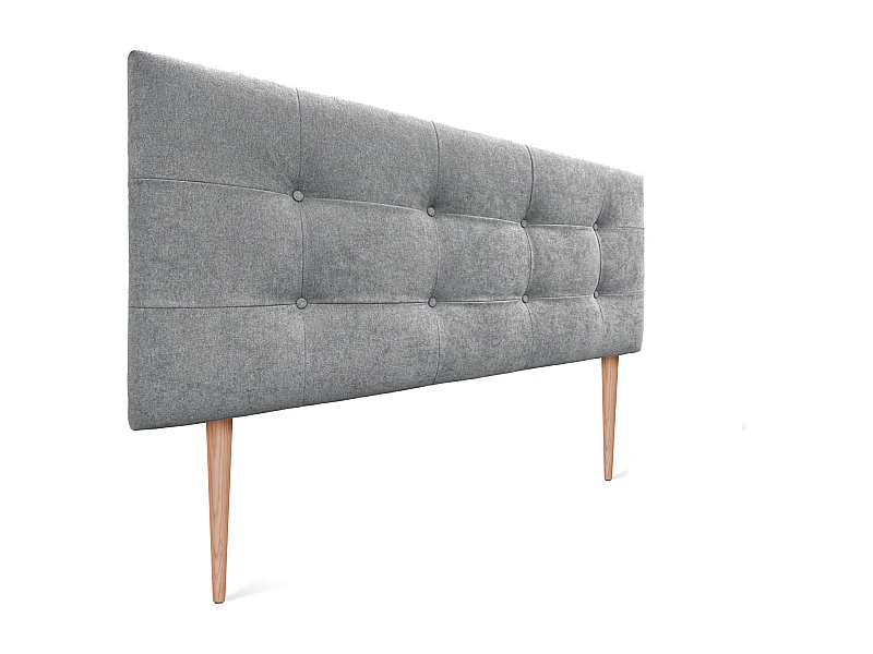 DHOME Aqualine getuftetes Stoffkopfteil 135 x 115 cm mit Bettbeinen 120/135 – Grau