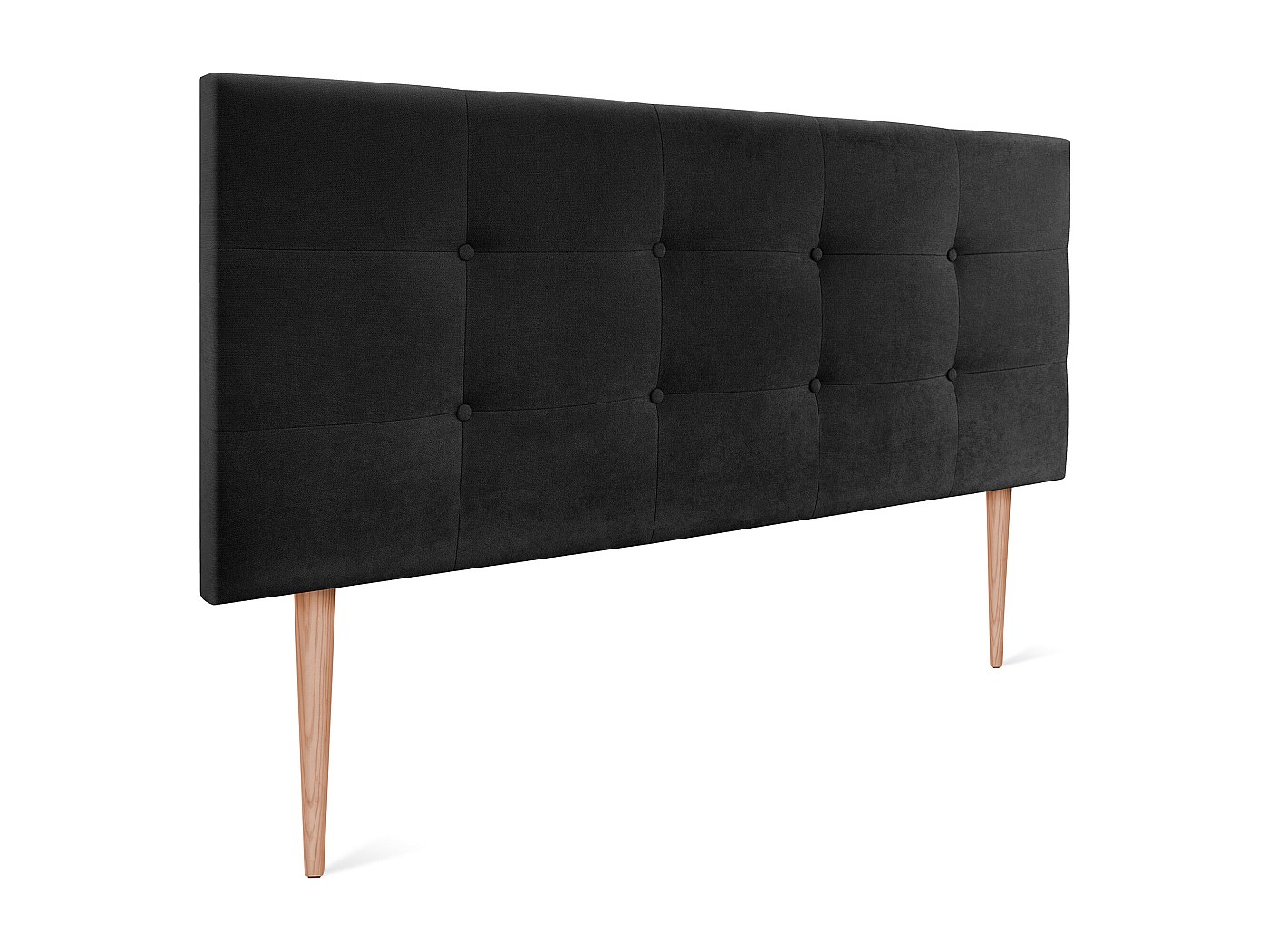 DHOME Glad kunstleer hoofdeinde met knopen 105x105cm met bedpoten 105 - Lichtbla