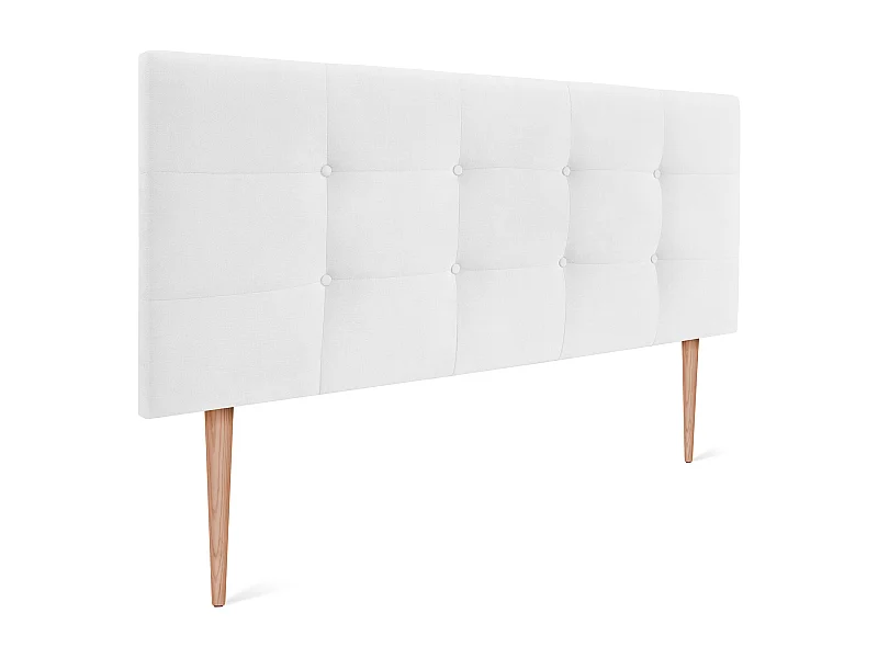 DHOME Tête de lit en Tissu Aqualine Capitonné 150x115cm avec Pieds Lits 150 - Blanc