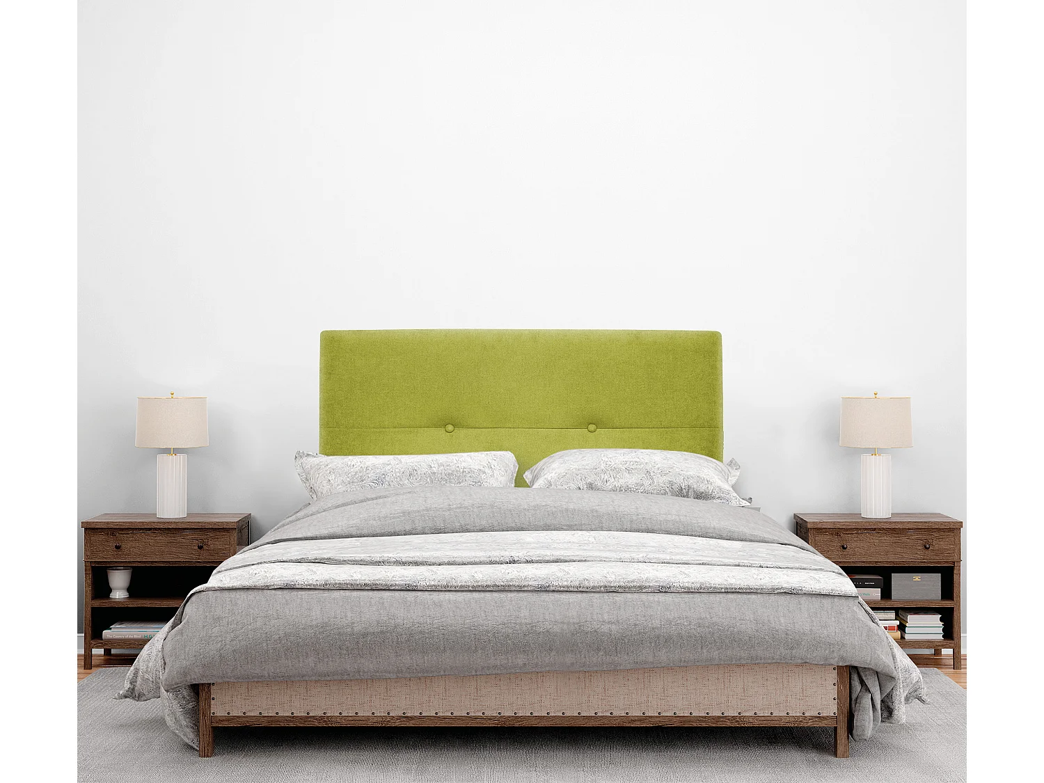 DHOME Aqualine Kopfteil aus Stoff mit Knöpfen 95x50cm Betten 90 - Pistazie