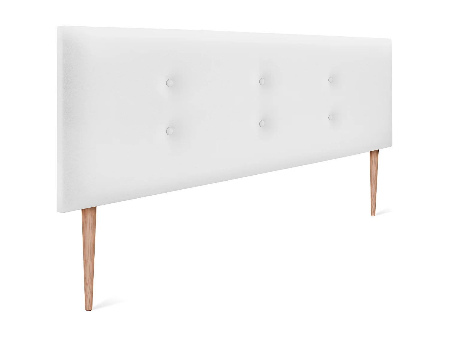 DHOME Cabeceira de  Couro sintético con 2 Fileiras de botões 145x105cm com Pernas Camas 135/140 - Blanco