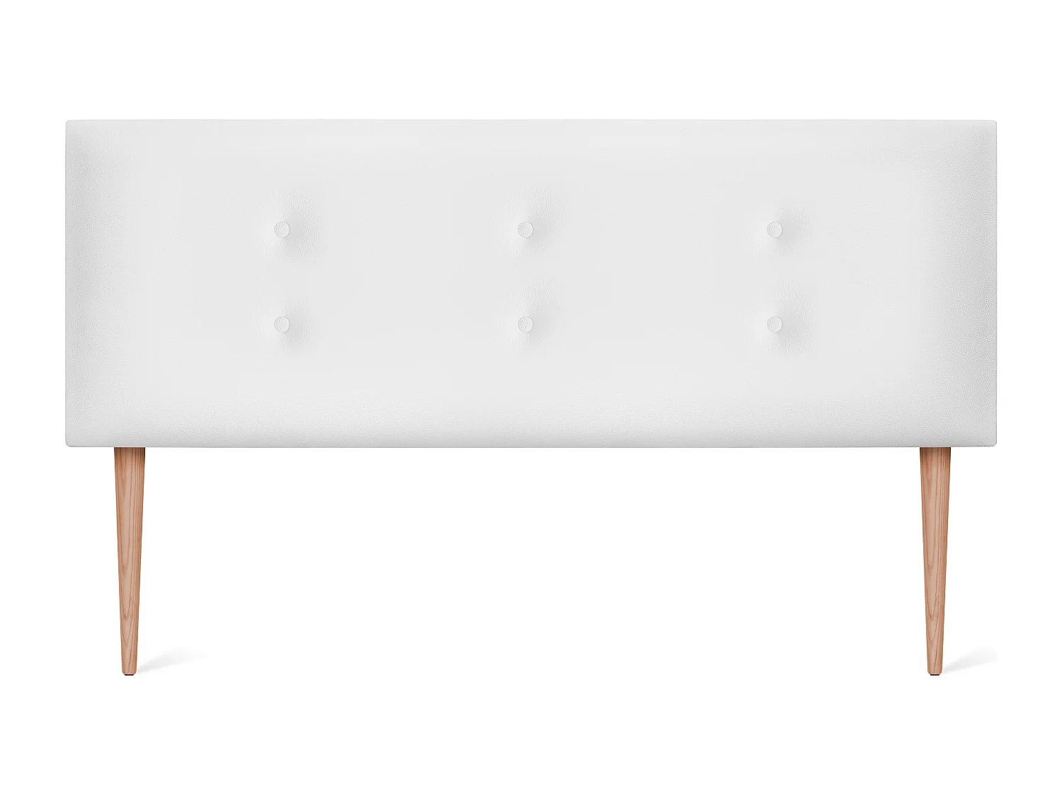 DHOME Cabeceira de  Couro sintético con 2 Fileiras de botões 145x105cm com Pernas Camas 135/140 - Blanco