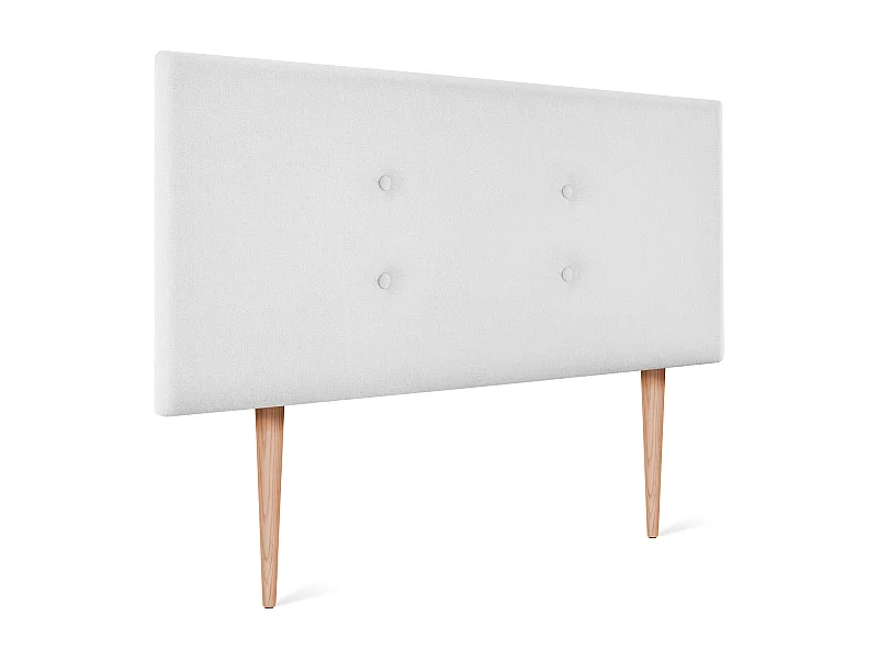 DHOME Tête de lit en tissu Aqualine avec 2 rangées de boutons 110x105cm avec pieds Lits 105 - Blanc