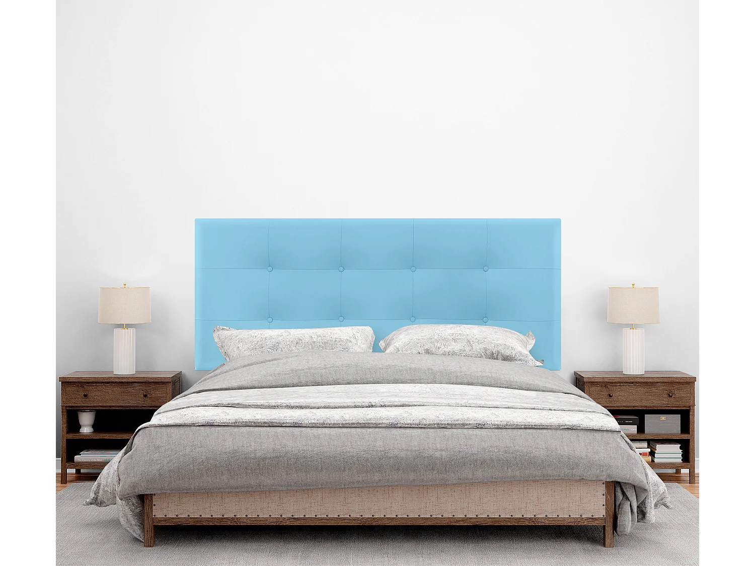 DHOME Tête de lit en Similicuir Capitonné 160x60cm Lits 150/160 - Ciel