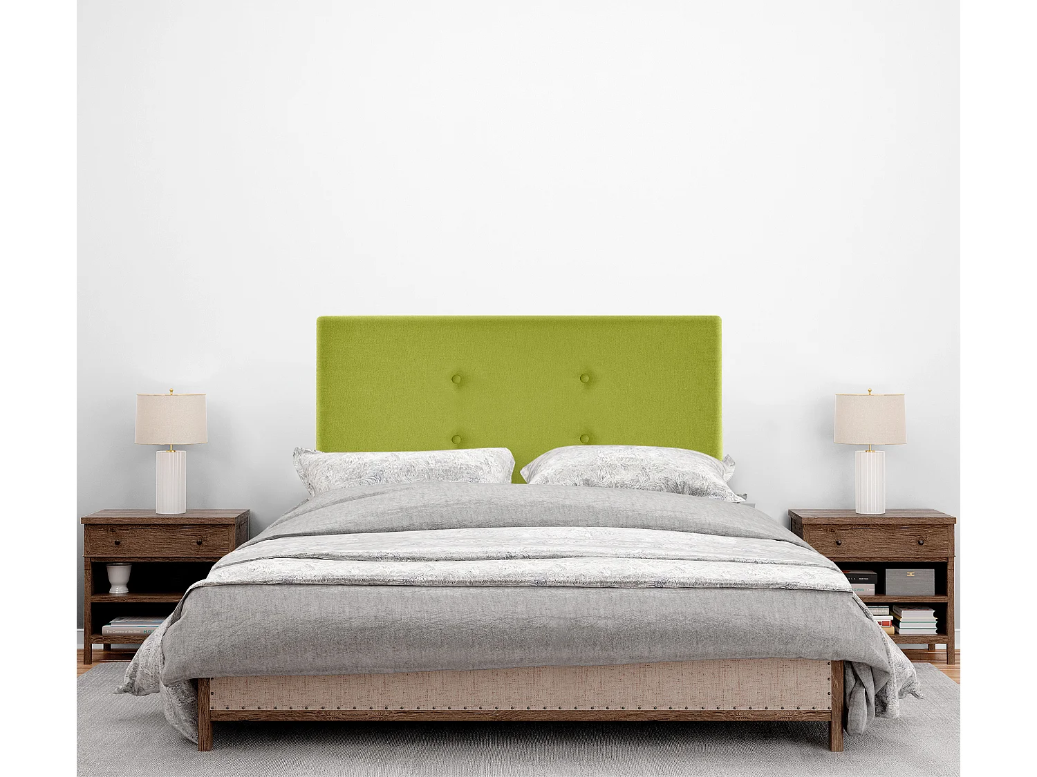 DHOME Aqualine Stoff-Kopfteil mit 2 Reihen von Knöpfen 105x105cm Mit Beinen Betten 105 - Pistazie