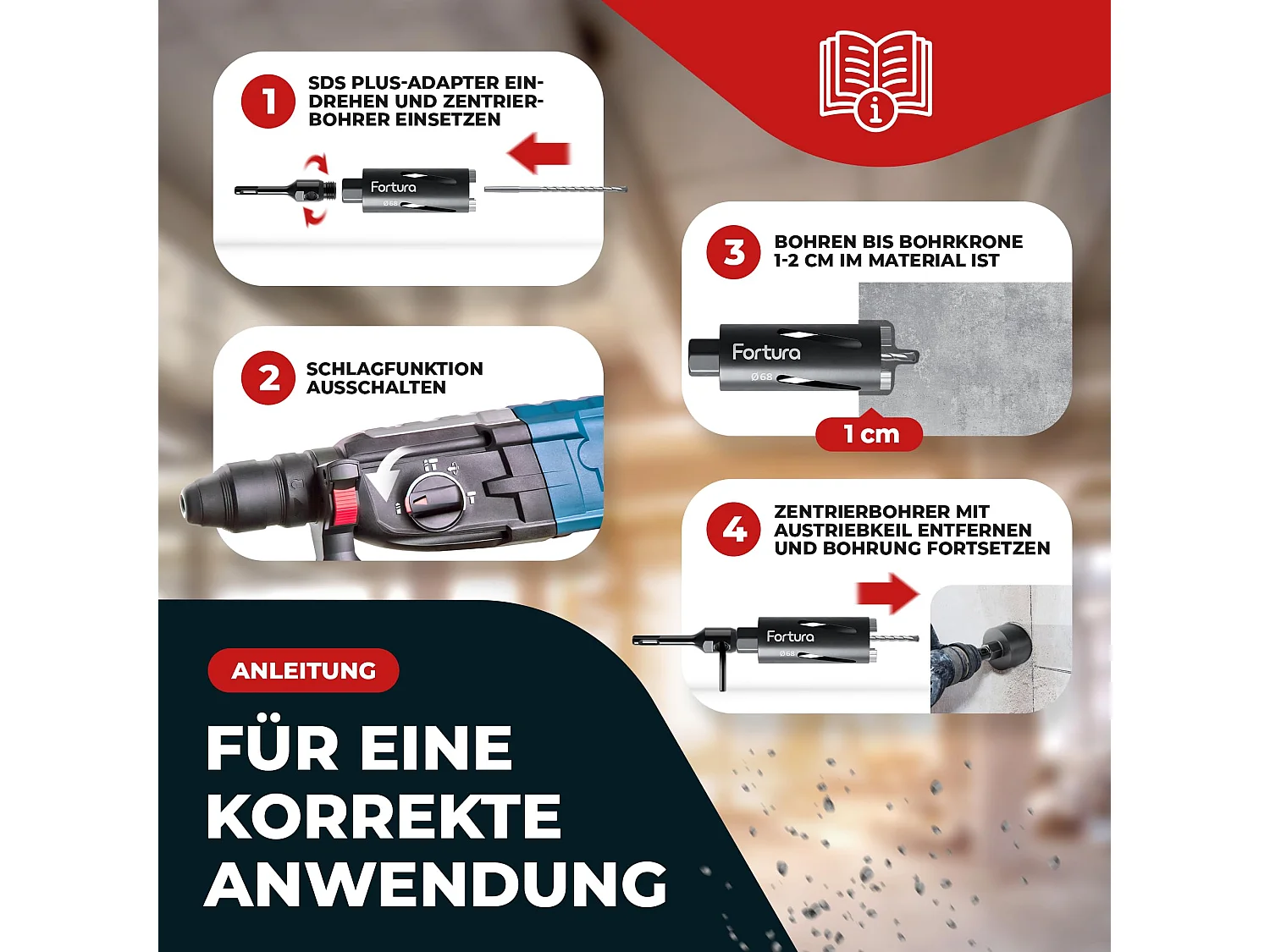 Fortura Kernbohrer/Bohrkrone Ø102mm /200mm