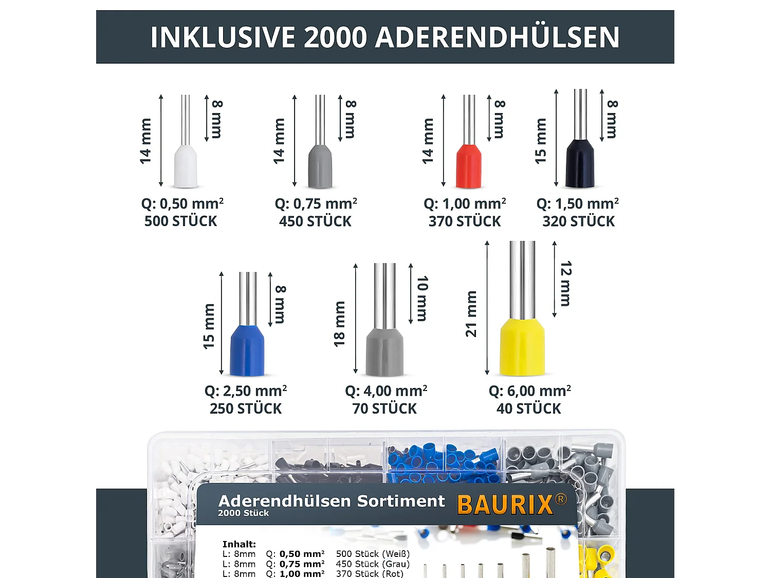 BAURIX® Sechskant Crimpzange mit 2000