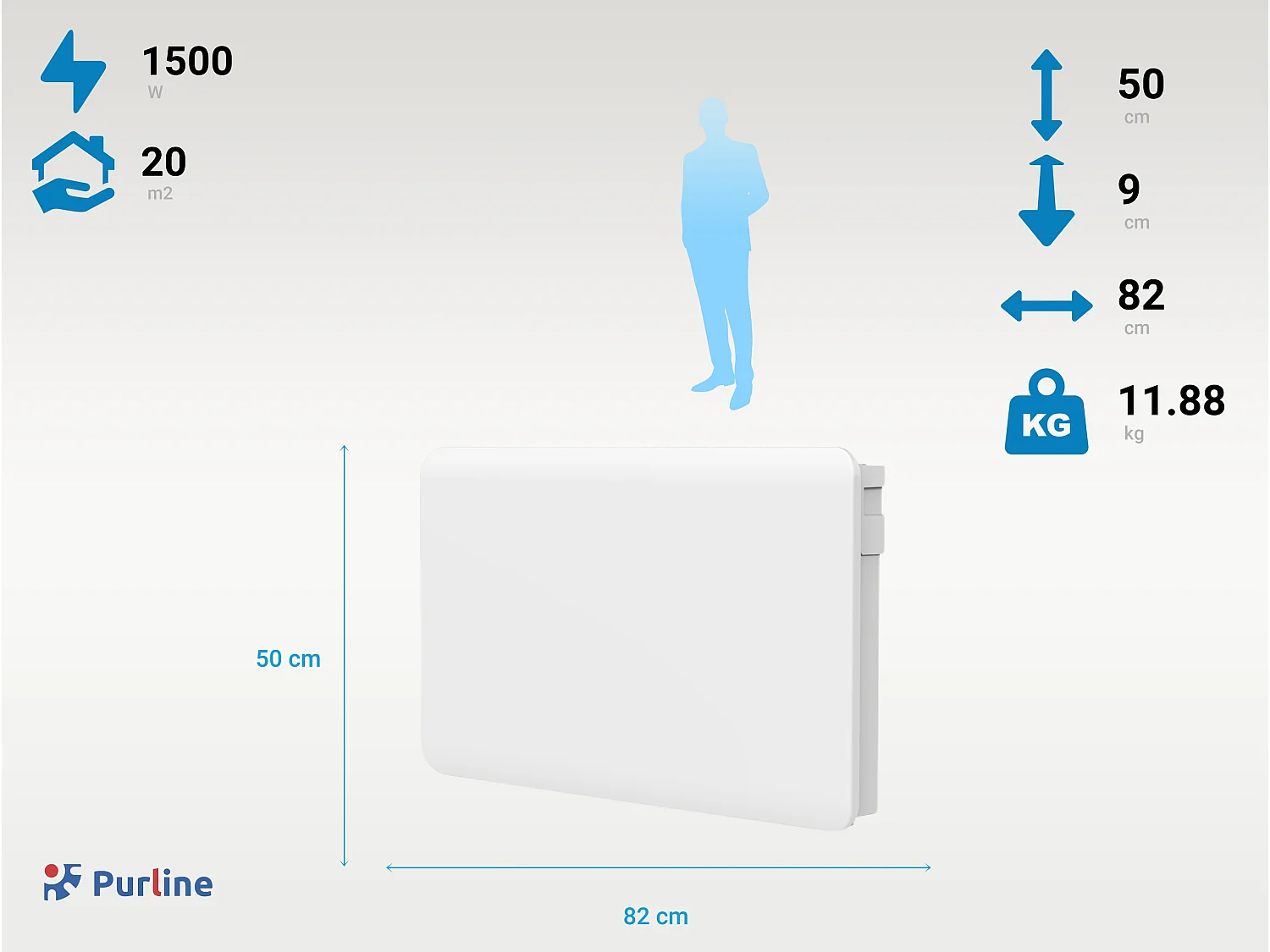 Radiateur à inertie avec plaque céramique interne avec contrôle WIFI