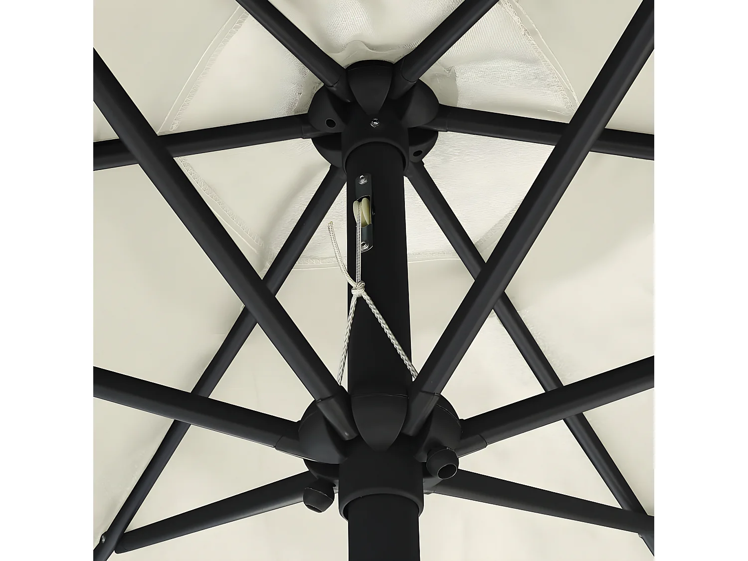 Parasol d'extérieur et mât en aluminium 270x246 cm Blanc sable