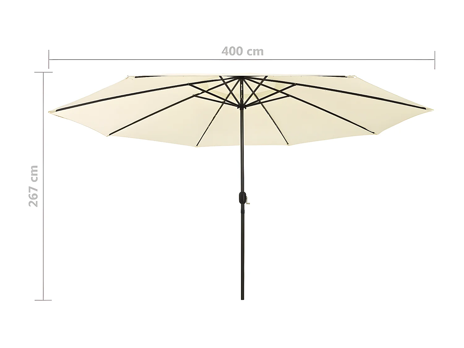 Guarda-sol exterior c/ luzes LED e poste de metal 400 cm areia