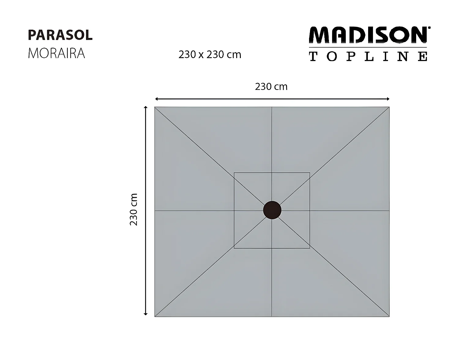 Sombrilla Moraira gris taupé 230x230 cm