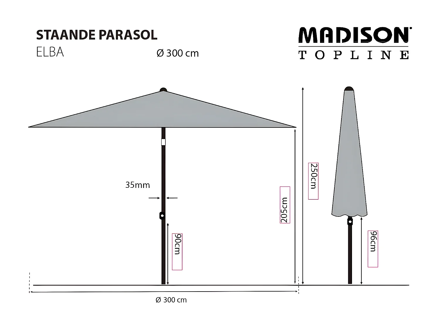 Guarda-sol Elba 300 cm verde