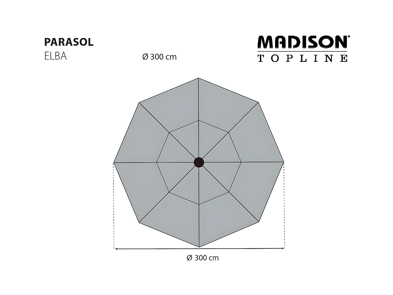 Parasol Elba 300 cm gris