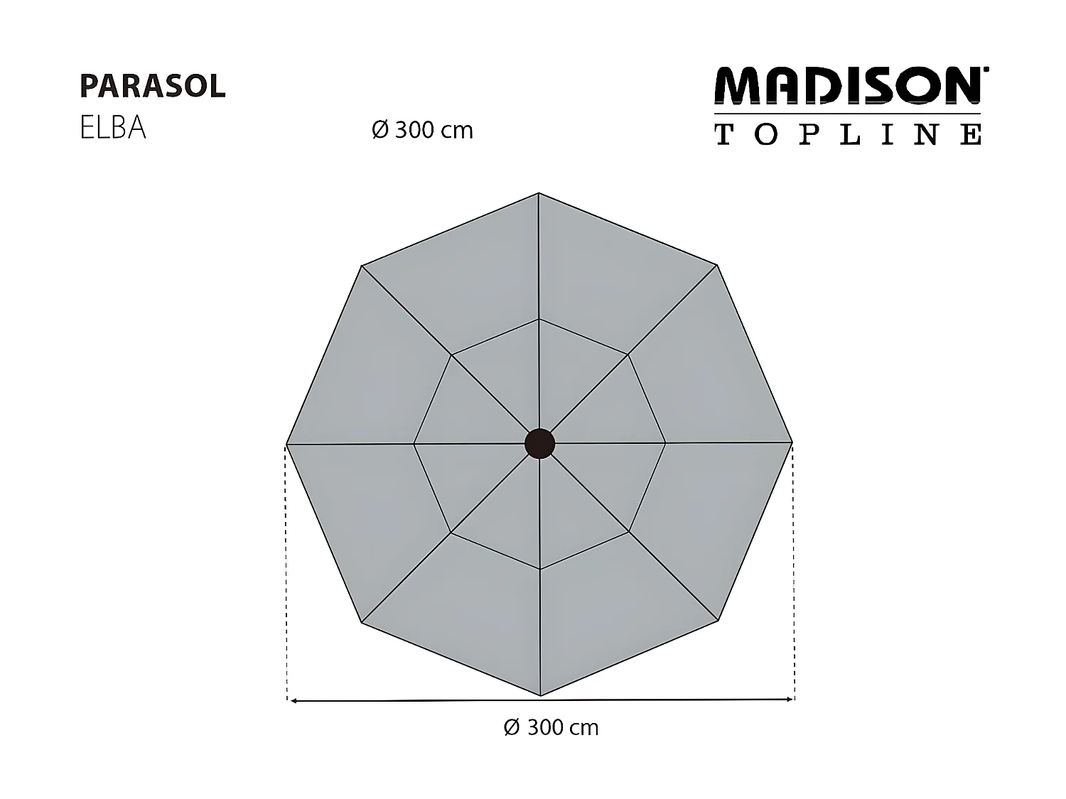 Parasol Elba 300 cm gris
