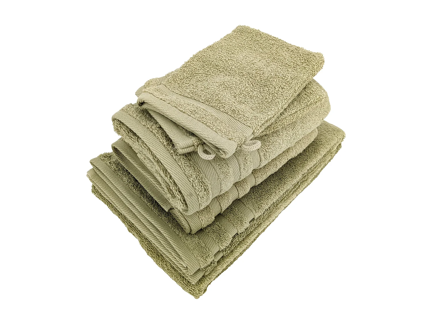 Parure de bain EFFICIENCE PURE vert Olive 5 pièces