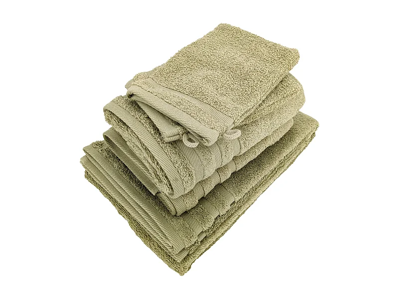 Parure de bain EFFICIENCE PURE vert Olive 5 pièces